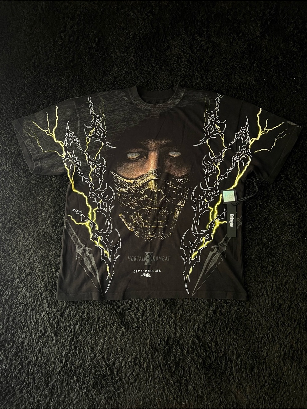 Mortal Kombat Graphic Tee in Black with Neon Yellow Accents